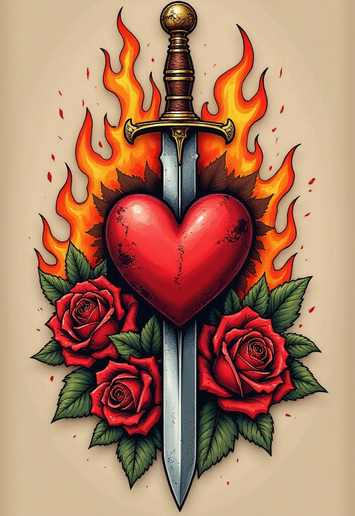 15 Goth Tattoo Ideas Symbolizing Rebellion & Individuality - 8. Dagger Through Heart Designs