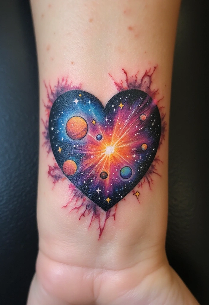 17 Universe Tattoo Design Ideas With Meaning - 17. Cosmic Heart