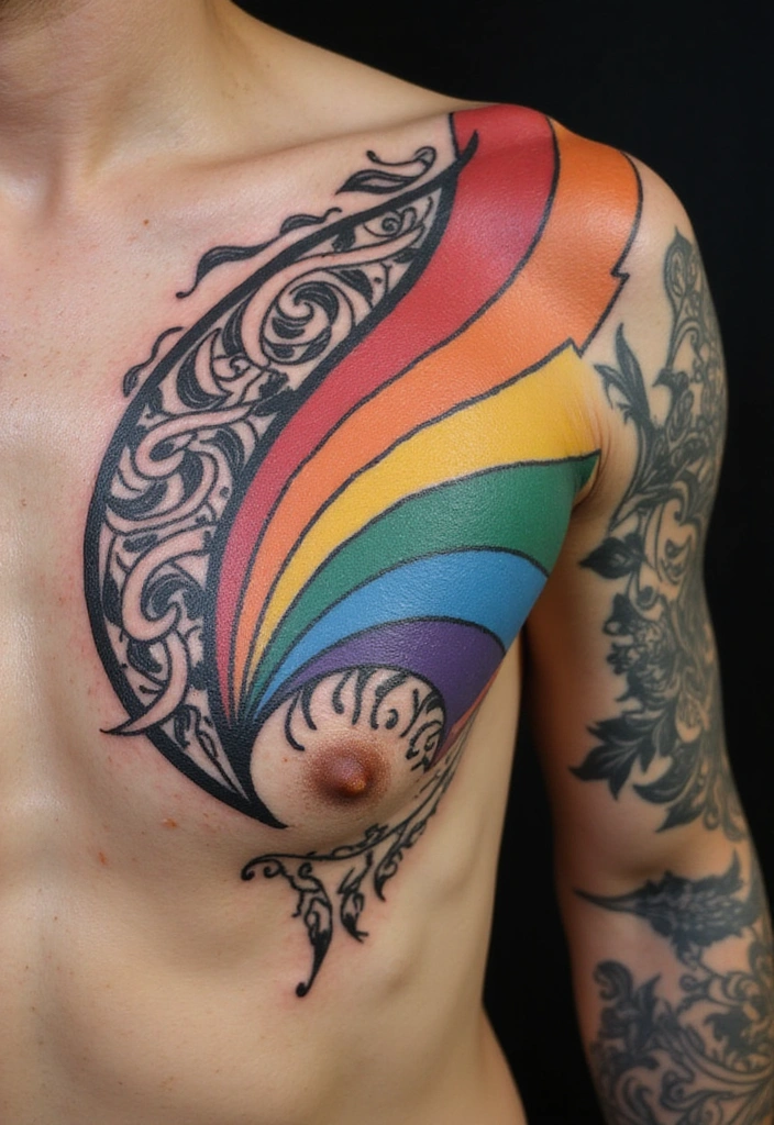Best Rainbow Tattoo Ideas for Men and Their Meanings - 5. Rainbow Tribal Tattoo