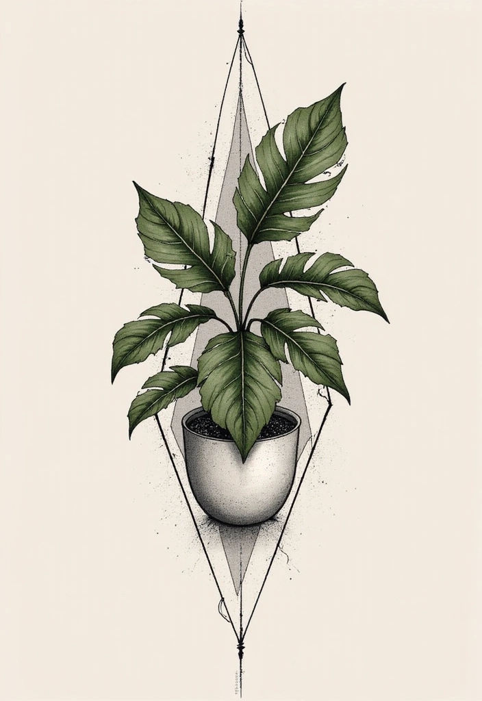 21 Best Pothos Tattoo Ideas With Meanings - 4. Geometric Pothos Tattoo