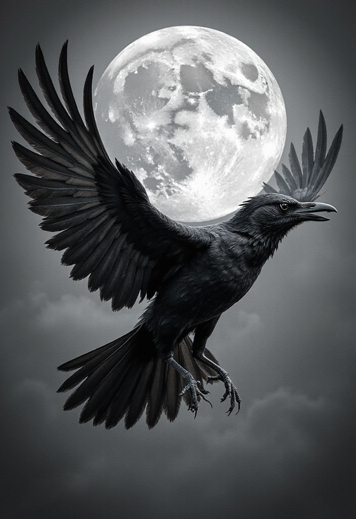 15 Goth Tattoo Ideas Symbolizing Rebellion & Individuality - 12. Crows and Full Moons
