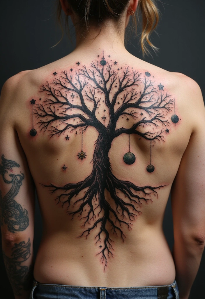 17 Universe Tattoo Design Ideas With Meaning - 15. Cosmic Tree of Life