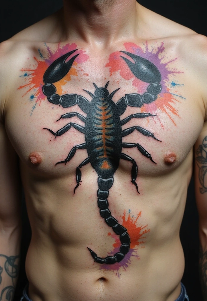Scorpion Tattoo Ideas for Men With Bold Personalities - 11. Scorpion with Abstract Elements
