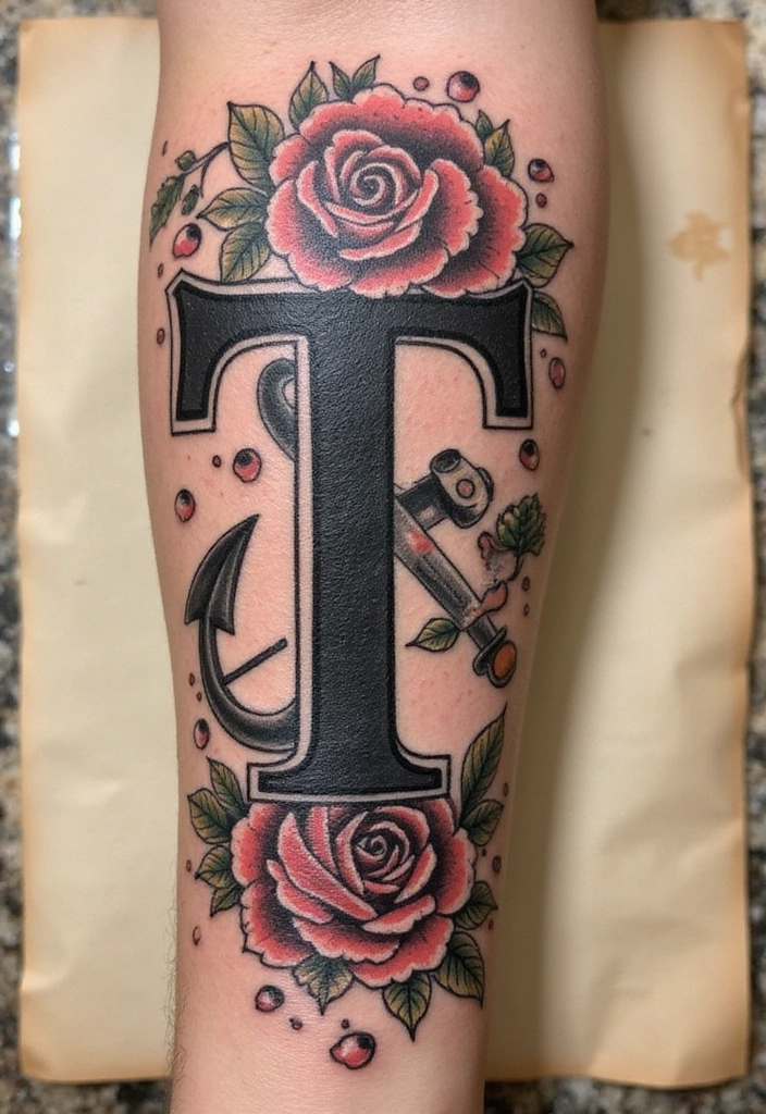 15 Creative Letter T Tattoo Designs And Ideas - 7. Vintage Style