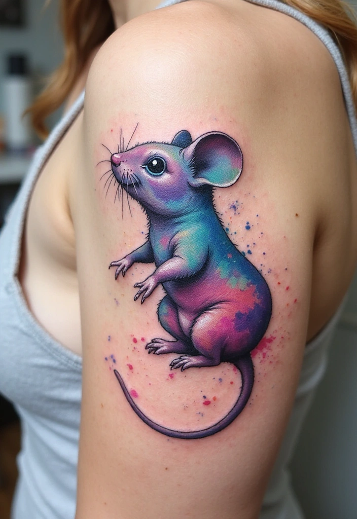 10 Cute Mouse Tattoo Ideas For Men With Meanings - 3. The Watercolor Mouse