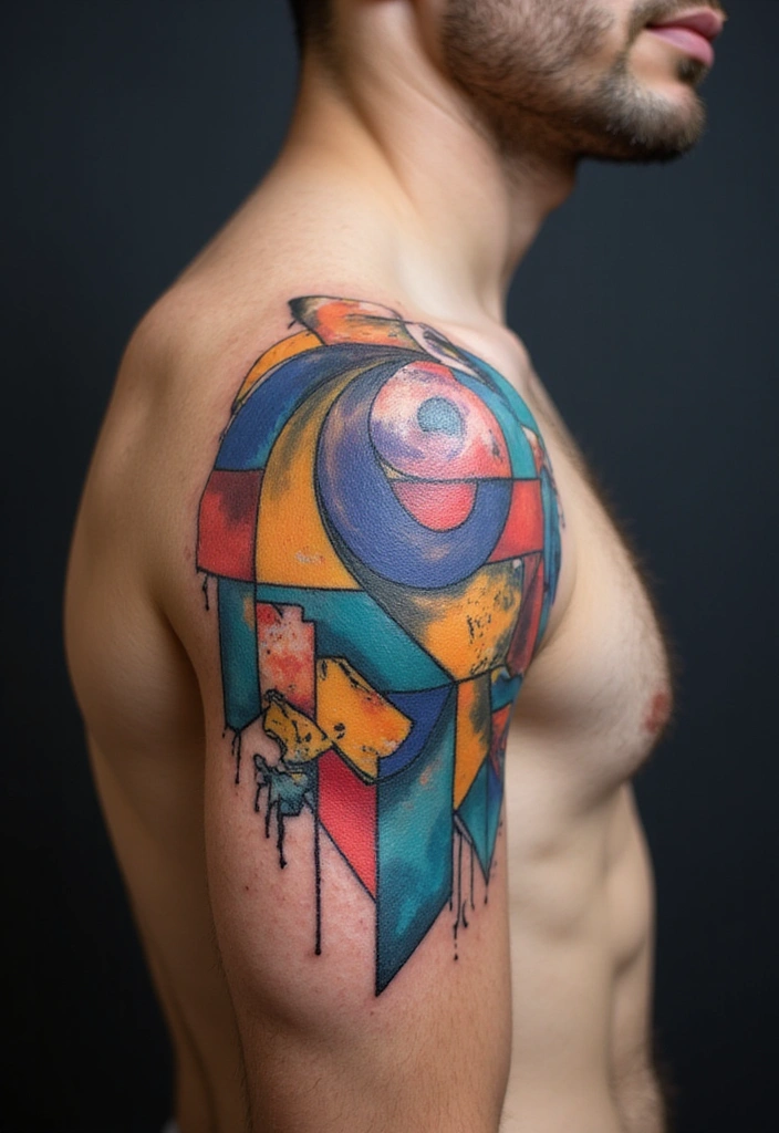 Shoulder Tattoo Ideas for Men That Are Still Trending - 7. Abstract Art: A Creative Expression