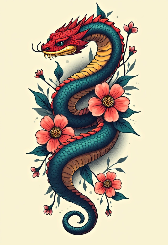 Snake Tattoos for Men and What They Symbolize - The Colorful Snake: A Splash of Personality