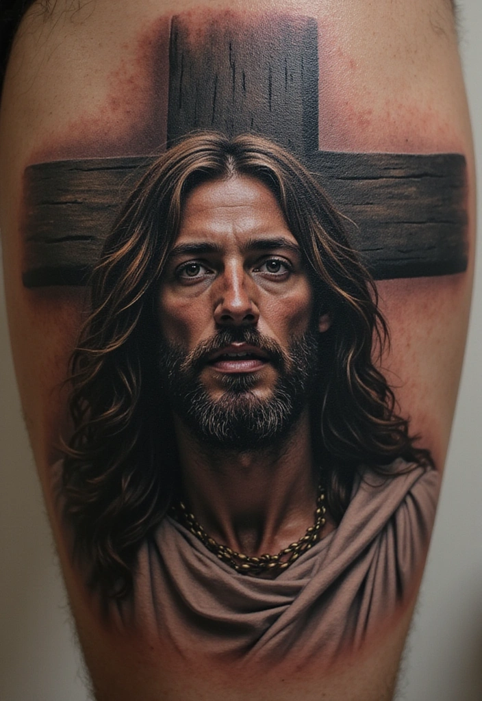 15 Creative Jesus Arm Tattoo Ideas for Men And Meanings - 6. Jesus and the Cross