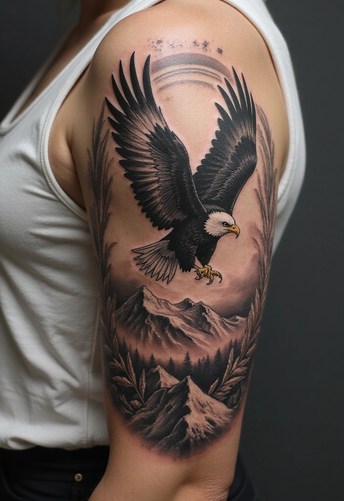 Top 10 Animal Sleeve Tattoo Ideas for Men - 3. The Soaring Eagle