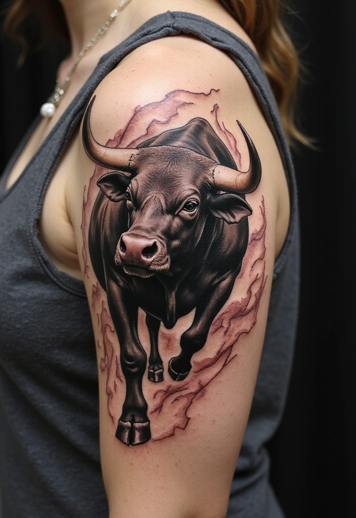 21 Creative Bull Tattoo Designs And Meanings - 11. Bull in Motion