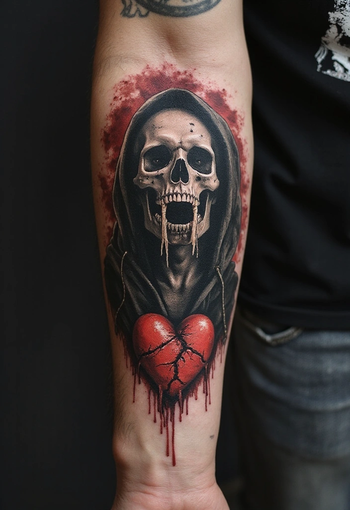 21 Eye-Catching Tattoo Styles for Men: Horror Themes Explored! - 8. Grunge Horror