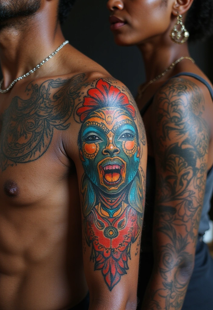 Top Color Tattoo Ideas for Dark Skin Tones - 4. Cultural Celebrations