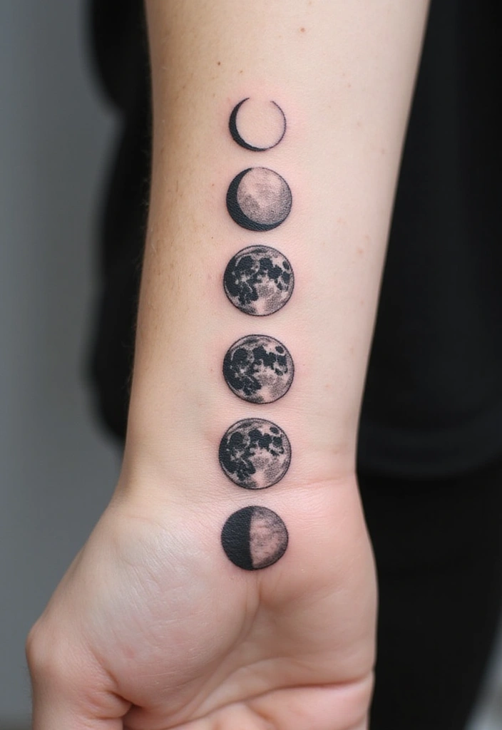 17 Universe Tattoo Design Ideas With Meaning - 3. Moon Phases