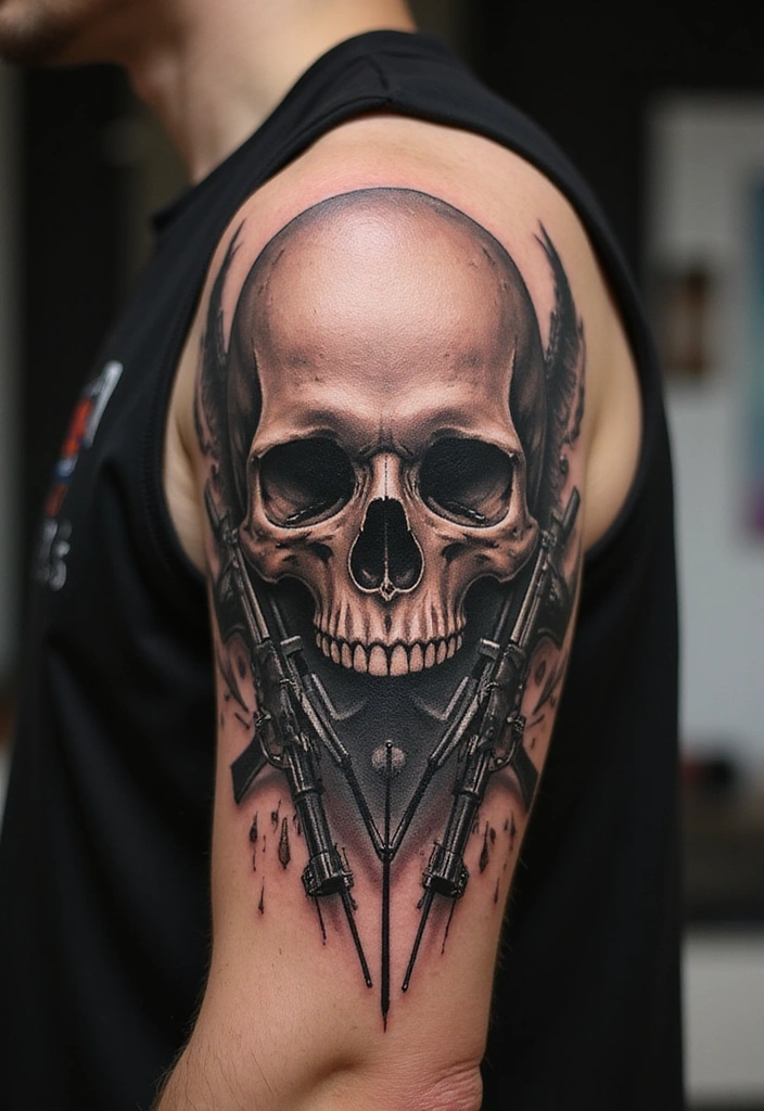 21 Unique Sniper Tattoo Ideas for Men and Their Powerful Meanings - 12. Sniper Skull