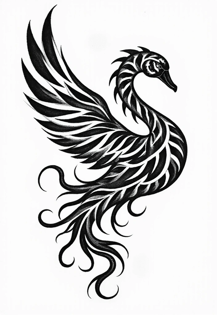 21 Eye-Catching Tribal Bird Tattoo Ideas With Meaning - 3. Graceful Swan: Love and Beauty