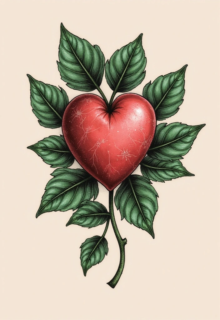 21 Best Pothos Tattoo Ideas With Meanings - 11. Pothos and Heart
