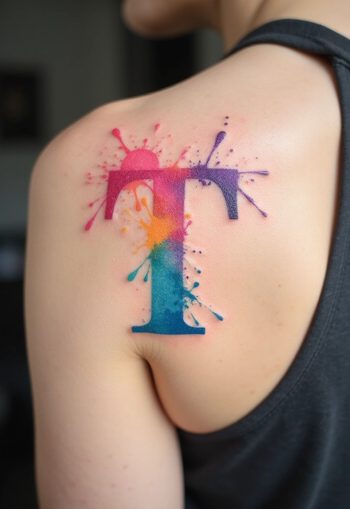 15 Creative Letter T Tattoo Designs And Ideas - 8. Watercolor Effect