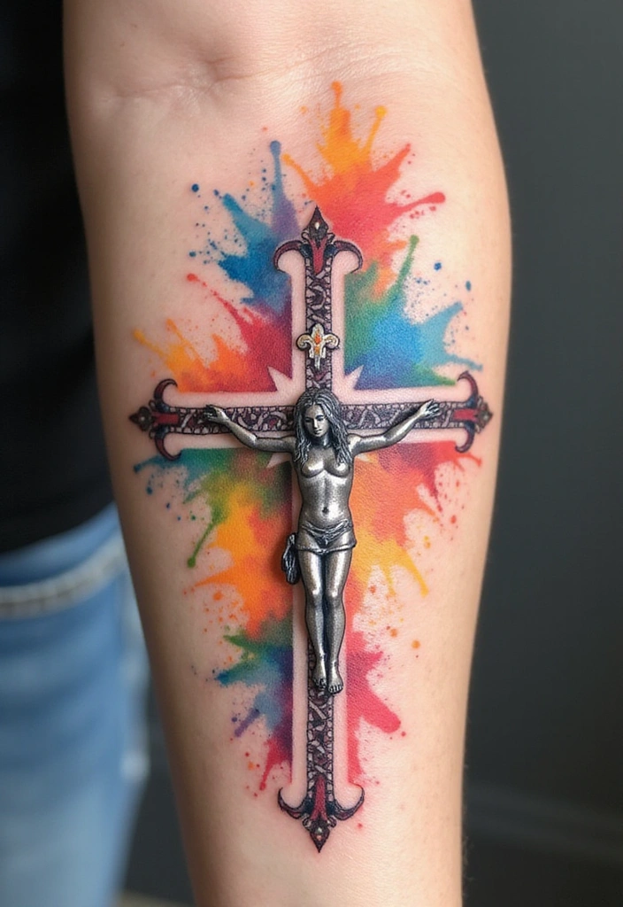 15 Rosary Beads Tattoo Ideas And Meaning - 9. Watercolor Rosary Tattoo