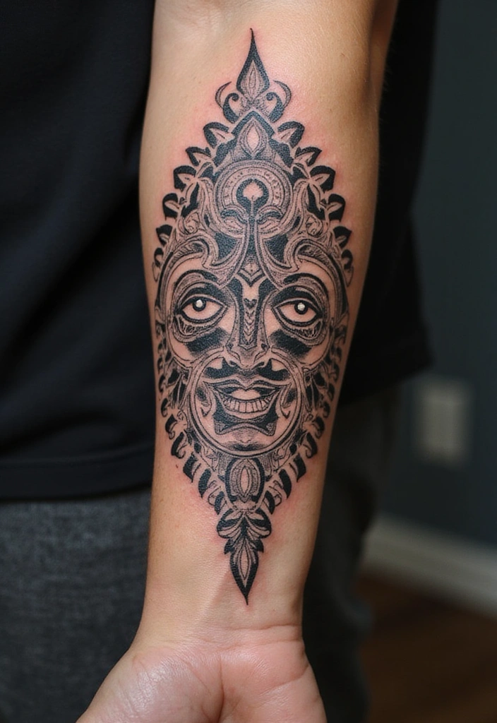 21 Amazing Polynesian Forearm Tattoo Idea Designs And Meanings - 1. The Traditional Mana Motif