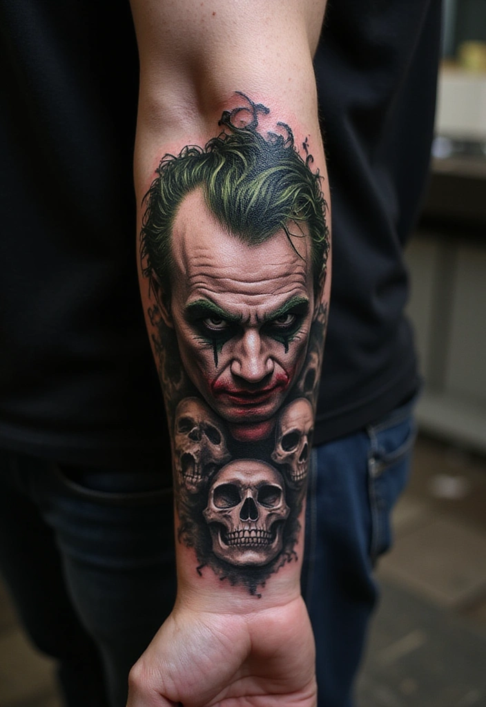 Best Joker Tattoo Ideas for Men and Their Meanings - 10. Joker Skulls