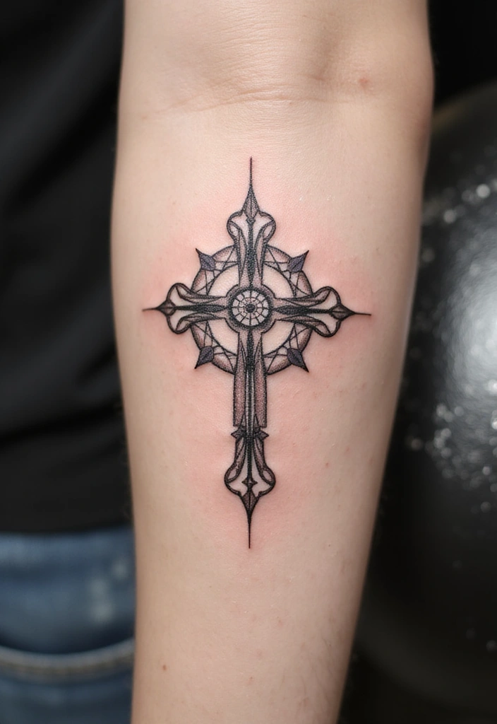15 Rosary Beads Tattoo Ideas And Meaning - 11. Geometric Rosary Tattoo