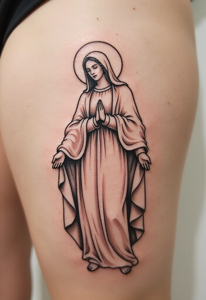 15 Virgin Mary Tattoo Ideas And Meaning - 2. Minimalist Virgin Mary