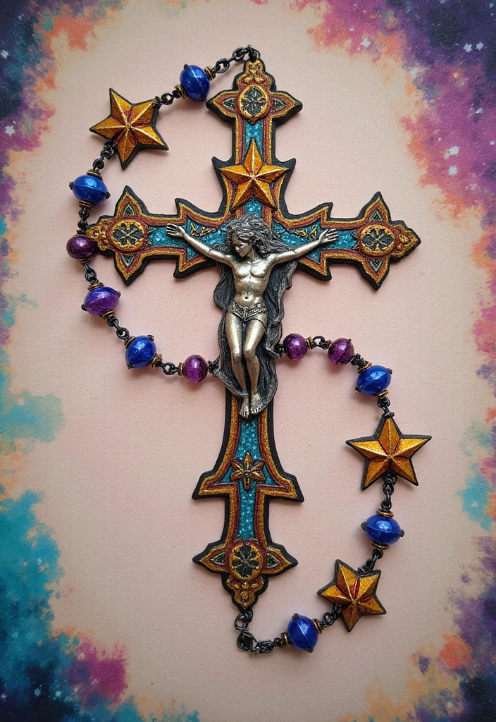 15 Rosary Beads Tattoo Ideas And Meaning - 14. Rosary Beads with Stars