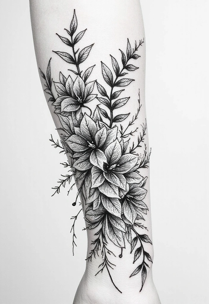 21 Amazing Polynesian Forearm Tattoo Idea Designs And Meanings - 16. The Leafy Vines