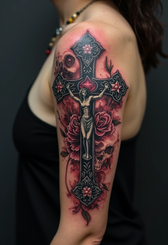 15 Rosary Beads Tattoo Ideas And Meaning - 6. Gothic Rosary Tattoo