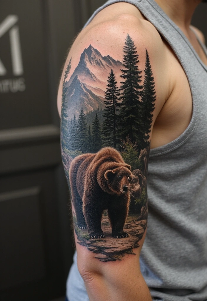 Top 10 Animal Sleeve Tattoo Ideas for Men - 6. The Wild Bear