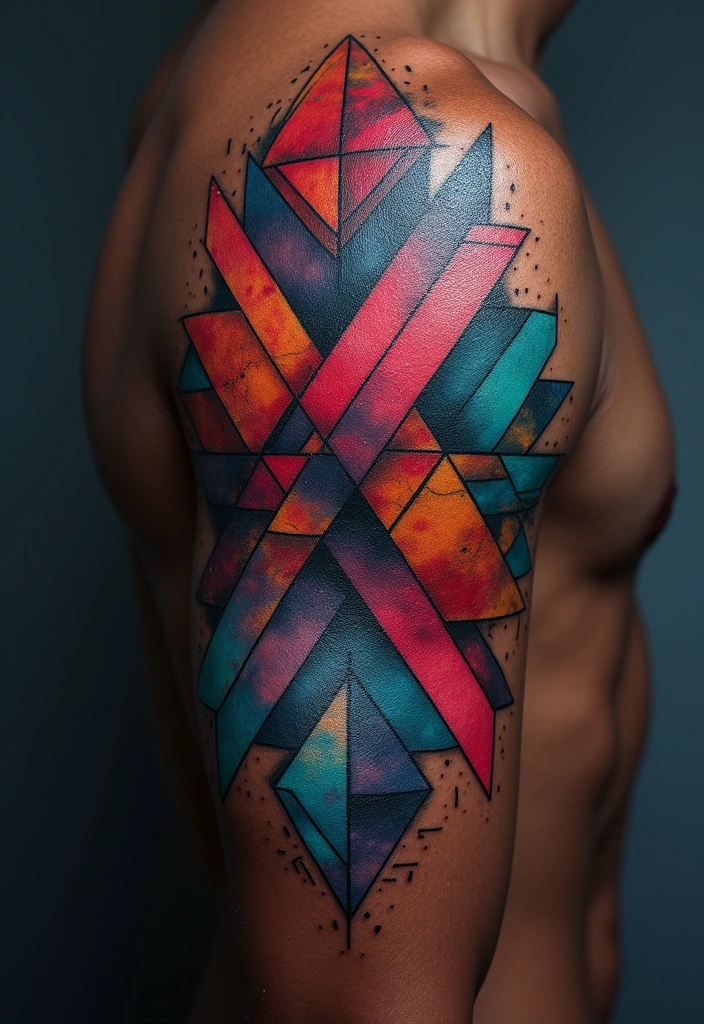 Top Color Tattoo Ideas for Dark Skin Tones - 2. Geometric Wonders
