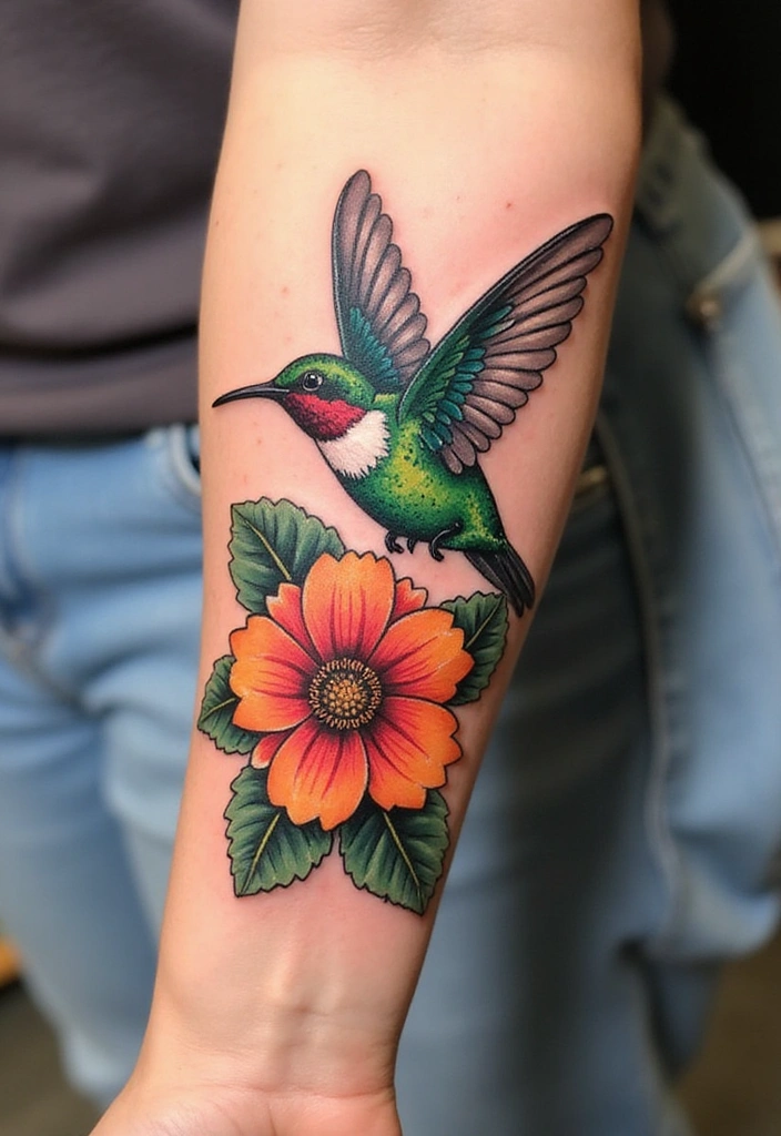 Best Animal Tattoos for the Forearm – Designs & Meaning - 10. Intricate Hummingbird: Joy and Energy