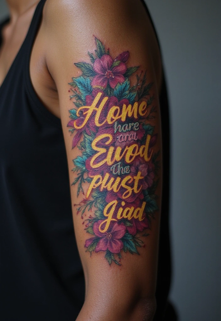 Top Color Tattoo Ideas for Dark Skin Tones - 7. Personalized Quotes
