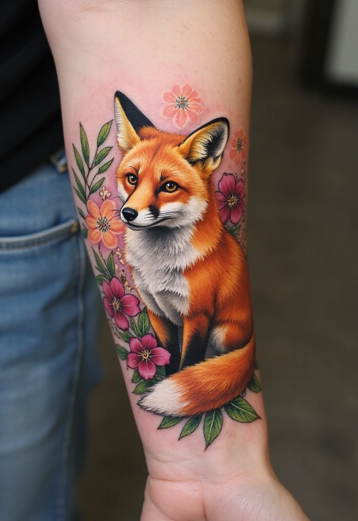Best Animal Tattoos for the Forearm – Designs & Meaning - 8. Charming Fox: Cleverness and Adaptability