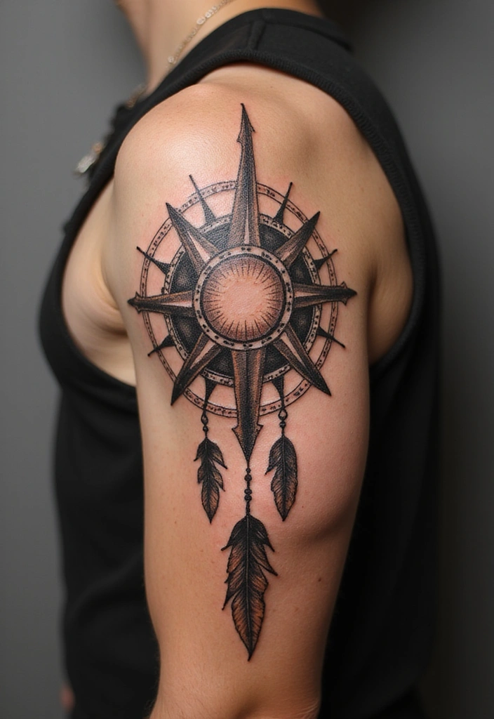 21 Simple Tribal Sun Tattoo Ideas For Men With Meanings - 18. Sun with Spiritual Elements