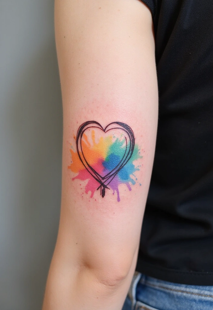 20 Beautiful Love Tattoo Designs That Speak to the Heart - 6. Watercolor Love