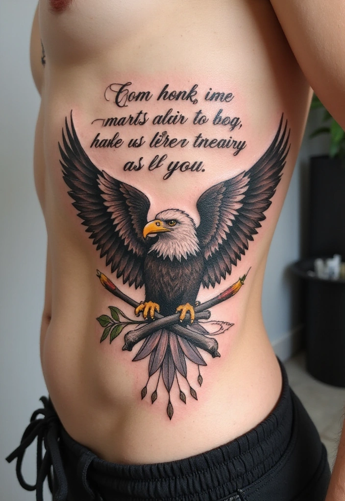 Best Eagle Tattoo Design Ideas for Men and Their Meaning - 8. Eagle with a Quote
