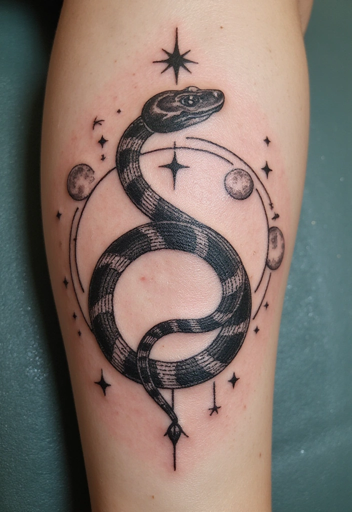 Snake Tattoos for Men and What They Symbolize - The Serpent in a Circle: Symbol of Completeness